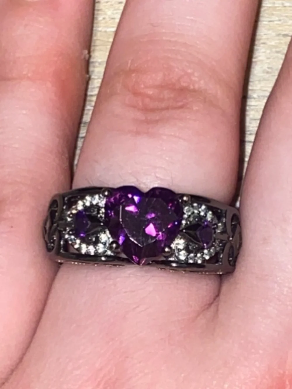 Purple Heart Crystal Statement Ring - Women Jewelry (real diamonds)